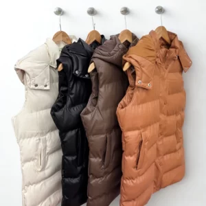 CHALECO LARGO CAPUCHA DESMONTABLE AJUSTABLE